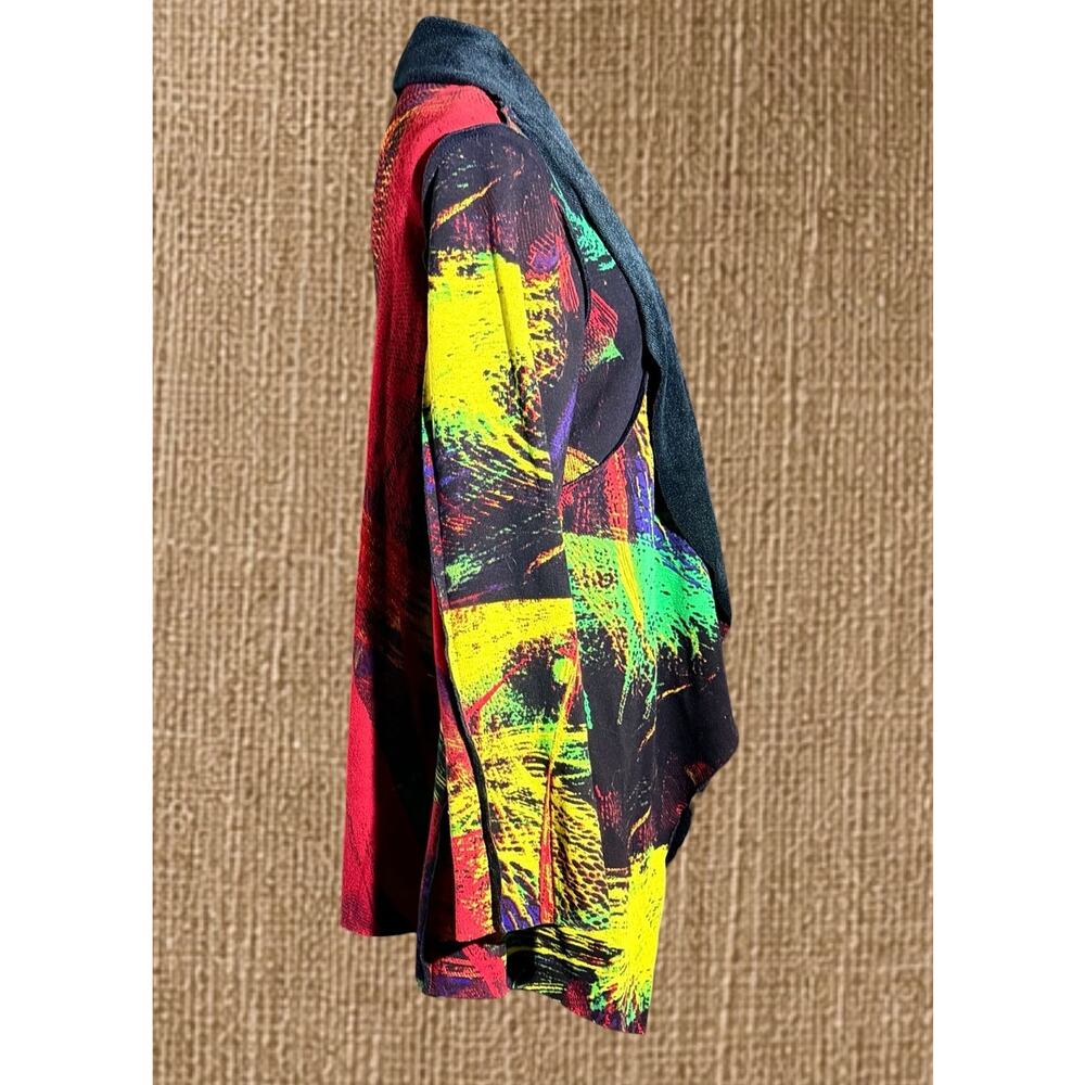 KAKTUS Womens XL NWT Abstract Waterfall Cardigan Art Wear Open Front Pockets - Picture 9 of 12